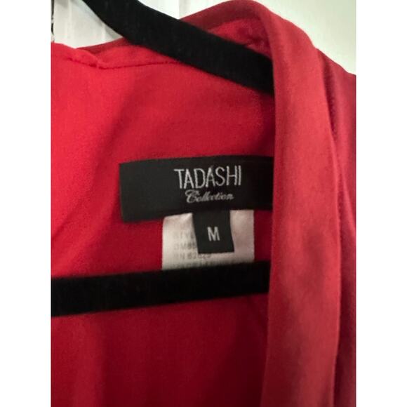 TADASHI Collection Shutter Pleated Red Ombre Square Neckline Bodycon Dress M - Picture 2 of 7